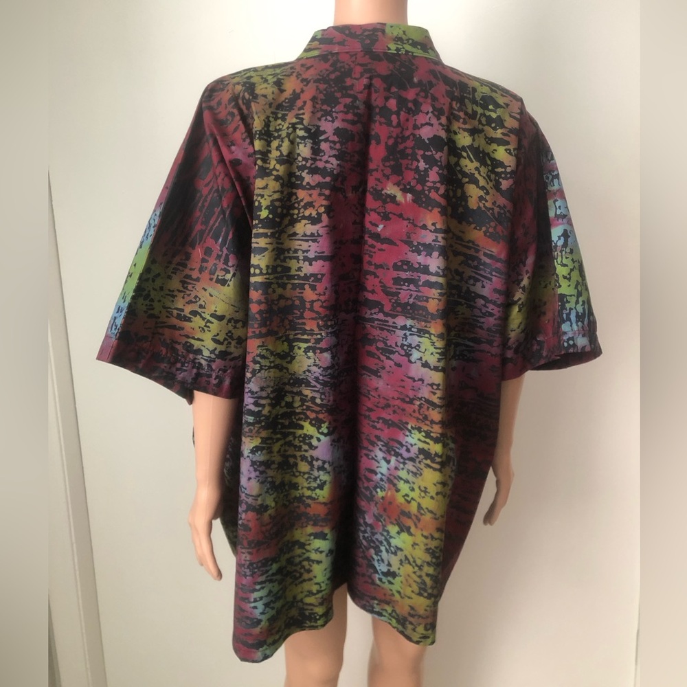 African Batik Print Front Patchwork Short Kimono - image 2